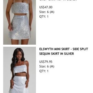 Showpo Silver Sequin Crop Top and Mini Skirt Set